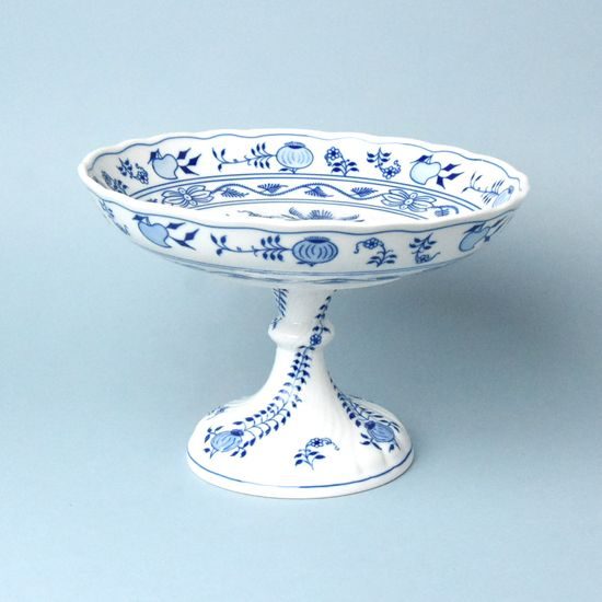 Mísa kompotová oboustranná na ozdobné noze vysoké 26 cm, Cibulák, originální z Dubí (2.j.)