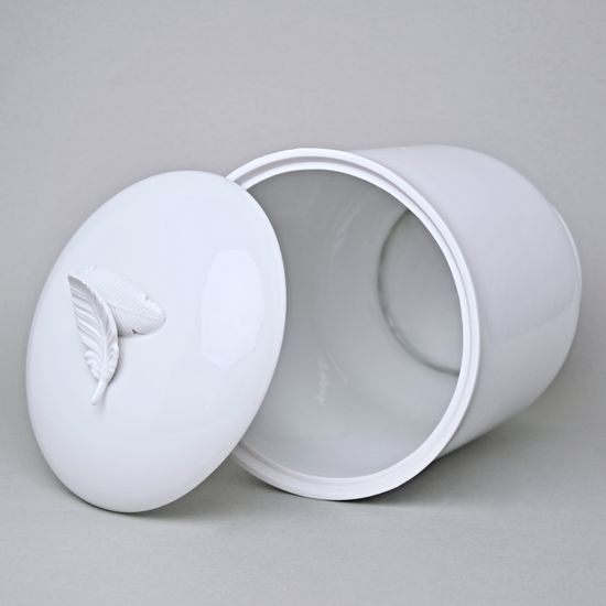 Porcelain Urn Case With Feather 29,5 cm, White, Royal Dux Bohemia