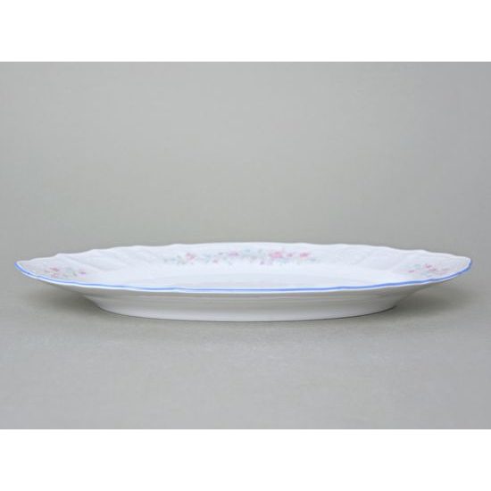 Dish oval 34 cm, Thun 1794 Carlsbad porcelain, BERNADOTTE blue-pink flowers