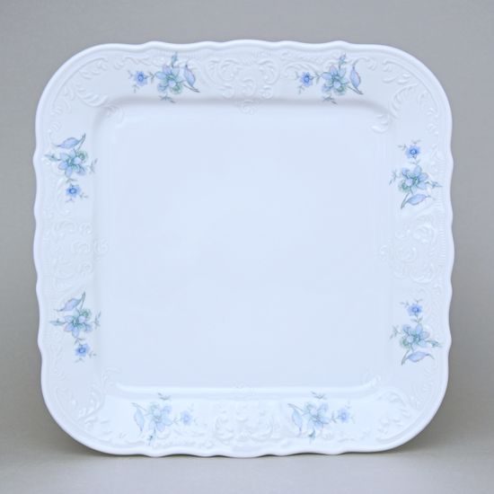 BERNADOTTE modrý květ: Podnos 4-hranný 26 cm, Thun 1794, karlovarský porcelán