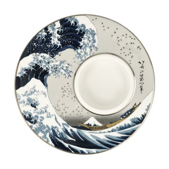 Candle holder K. Hokusai - The Great Wave, 12 / 12 / 4 cm, Porcelain, Goebel
