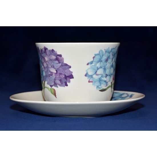 Hydrangea: Cup 420 ml and saucer breakfast, Roy Kirkham, Fine Bone China