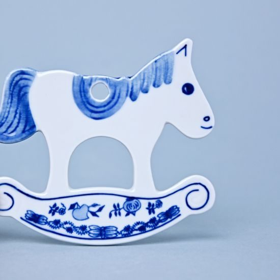 Vánoční ozdoba houpací koník 8 x 8,9 cm, Cibulák, originální z Dubí