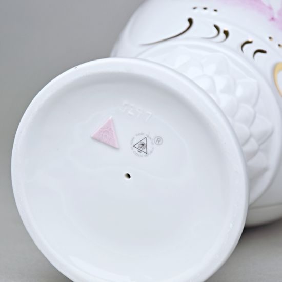 Váza 35,5 cm, Bílá + zlato + květiny, Porcelánové vázy Duchcov