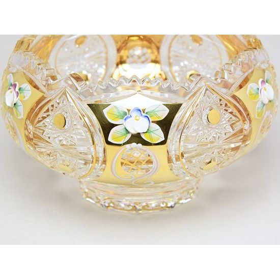 Cut Crystal Bowl, 160 mm, Gold + Enamel, Jahami Bohemia