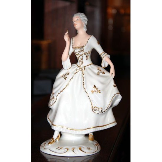 Lady with a fan 13 x 10 x 20,5 cm, Porcelain Figures Duchcov