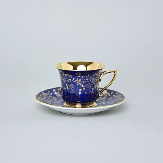 Cup 80 ml and saucer Windsor mocca, Dark blue, Leander 1907