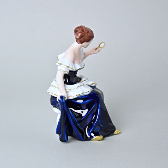 Žena se zrcadlem 12,5 x 11 x 15,5 cm, Porcelánové figurky Duchcov