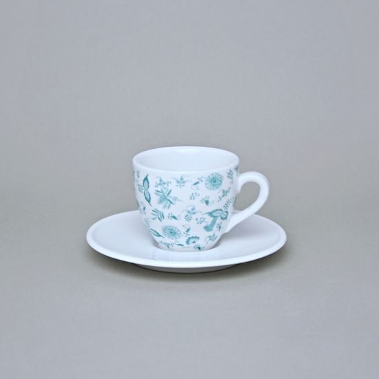 Šálek espresso 90 ml a podšálek 12,5 cm Milada, Fragmenty cibuláku, zelená, Český porcelán a.s.