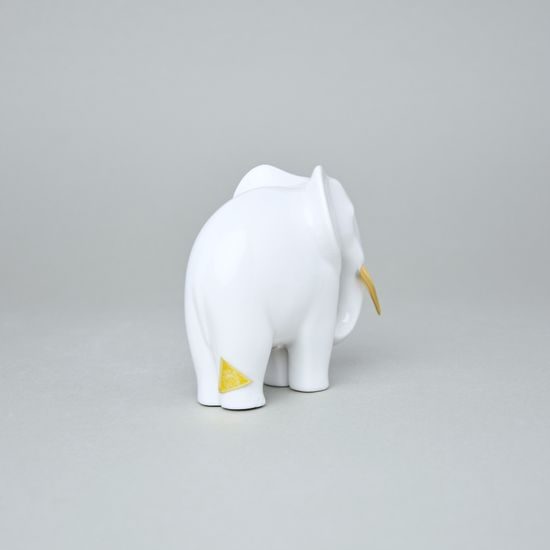Elephant,  9,6 x 9,4 x 6 cm, White + Gold, Royal Dux Bohemia