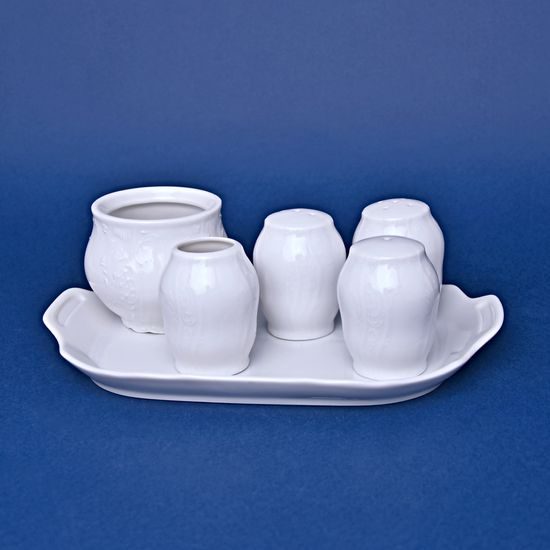 Cruet set 6 pcs., Thun 1794 Carlsbad porcelain, BERNADOTTE white