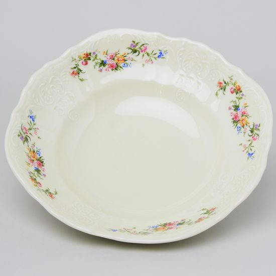 Bowl deep 25 cm, Thun 1794 Carlsbad porcelain, BERNADOTTE ivory + flowers