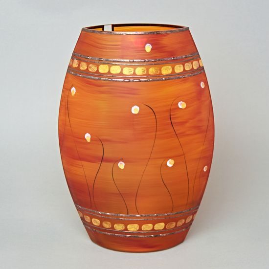 Studio Miracle: Váza oranžovo - červená, 30 cm, ruční dekorace Vlasta Voborníková