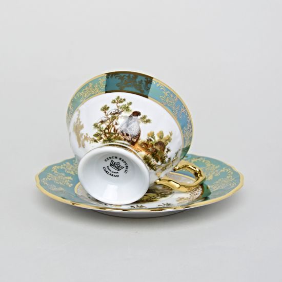 Tea cup 200 ml + saucer, Hunting - Green, Carlsbad