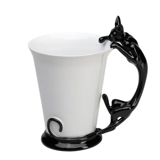 Mug Sphinx with a Cat, 400 ml, Black, Goldfinger porcelain