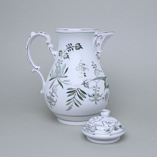 Konvice kávová s víčkem 1,55 l, zelený cibulák s platinou, Český porcelán a.s.