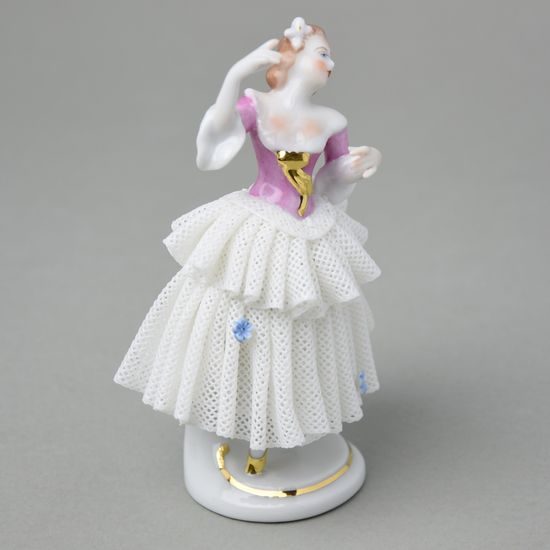 Dancer with lace 8 x 6 x 12 cm, Kurt Steiner, Porcelain Figures Unterweissbacher