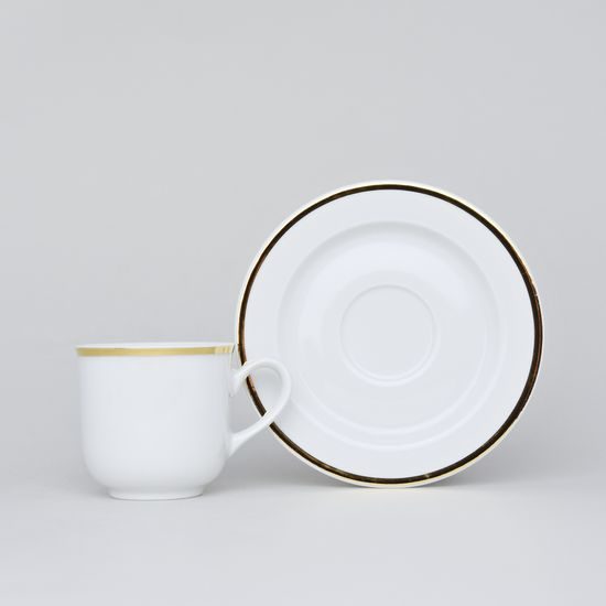 Šálek 135 ml a podšálek kávový 130 mm, Jana zlatý pásek, Thun 1794, karlovarský porcelán