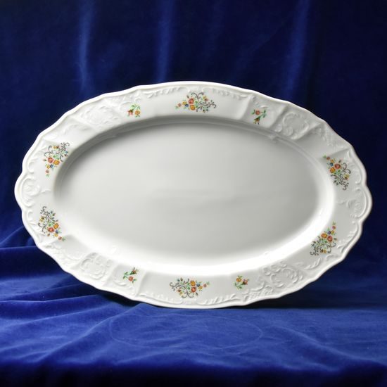 Mísa oválná 36 cm, Thun 1794, karlovarský porcelán, BERNADOTTE kytička se zlatem