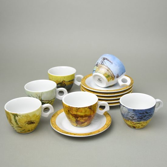 Van Gogh: Šálek 120 ml a podšálek 14 cm Dova, 6 ks., Thun 1794, karlovarský porcelán