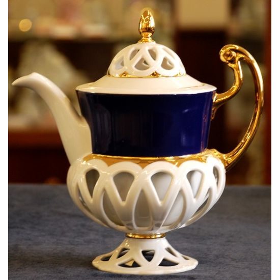 Konvice kávová 0,57 l, Byzant 404 modrý, Růžový porcelán z Chodova