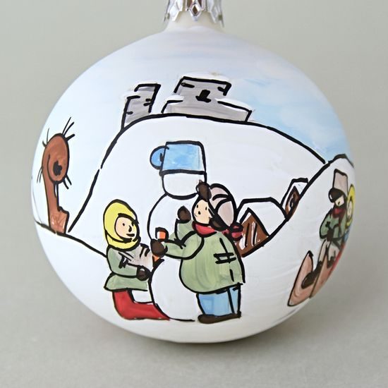 Christmas Tree Decoration Ball "Czech Winter 1918", 7,5 cm, Decor n. 5, Hand-decorated