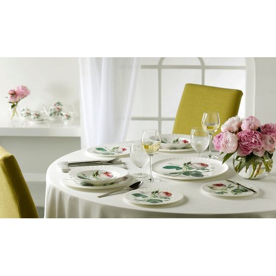 Redoute Rose: Čajová sada 3díl., Tea for one set, anglický kostní porcelán Roy Kirkham