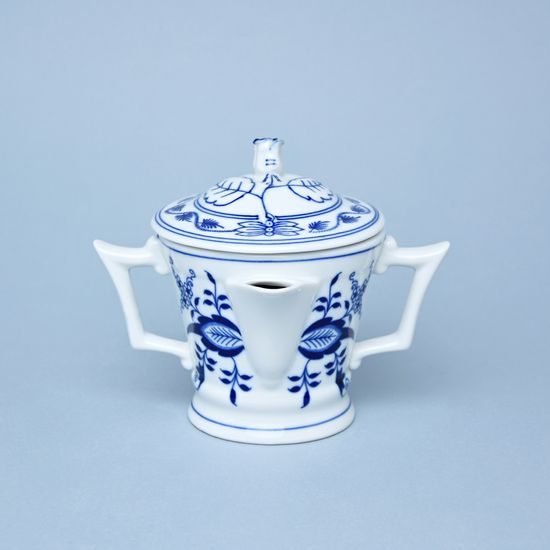 Sauceboat round 350 ml with handles and a lid, Original Blue Onion Pattern