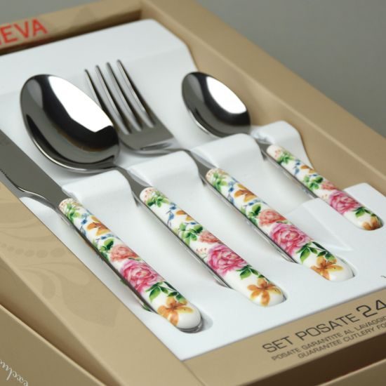 Sada příborů 24 dílná, BISTROT barevné růže 14022, NEVA