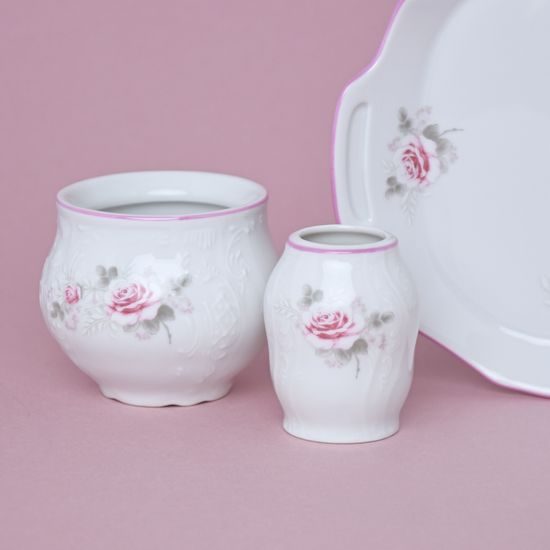 Pink line: Cruet set 6 pcs., Thun 1794 Carlsbad porcelain, BERNADOTTE roses