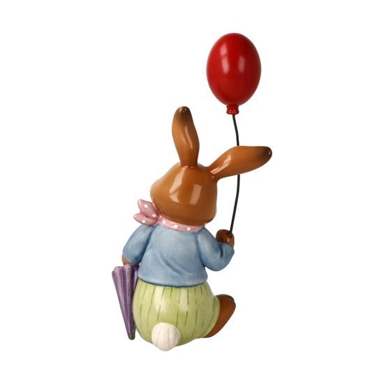 Rabbit figurine Boy with baloon 8 / 4.5 / 15cm, stoneware, Goebel