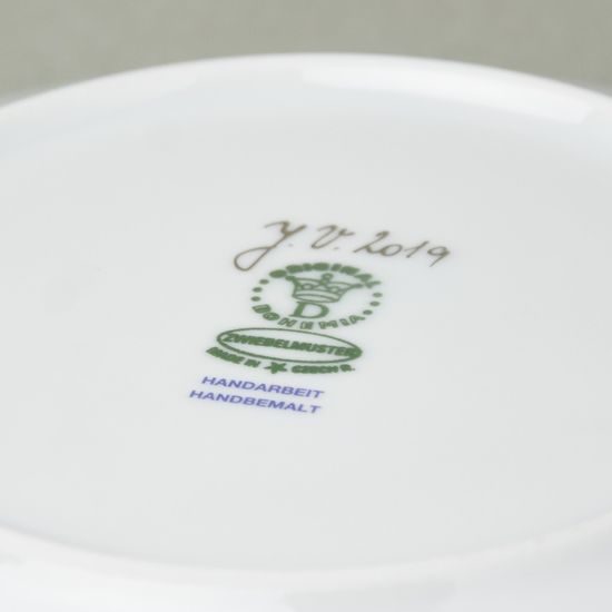 Plate perforated 18 cm, Original Green Onion pattern + platinum