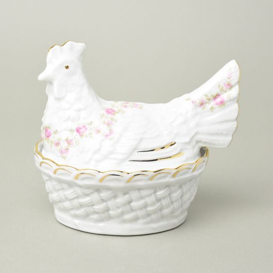 Box Hen 14 x 13 cm, decor 158 on white, Leander Loučky
