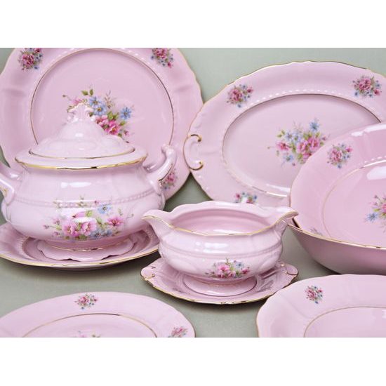 Dining set for 6 pers. Sonata, decor 13, Leander 1907, rose china