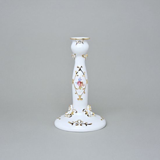 Candleholder Rococo 10,7 x 17,8 cm, White + print + Gold, Royal Dux Bohemia