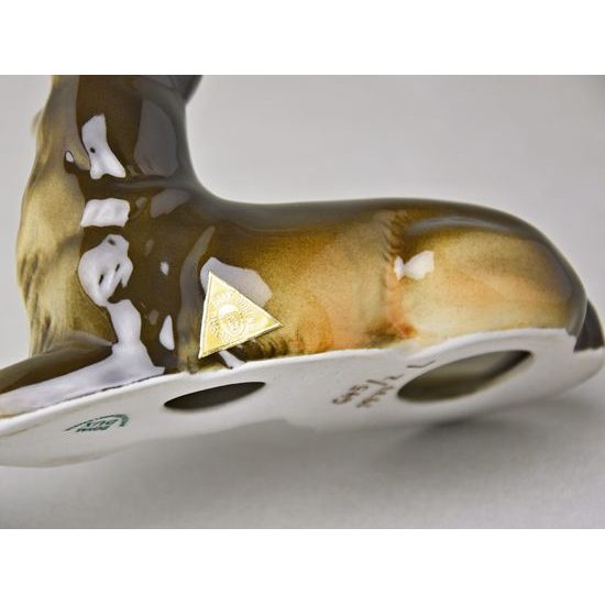 Ležící vlčák 17 x 7 x 9 cm, Luxor, Porcelánové figurky Duchcov