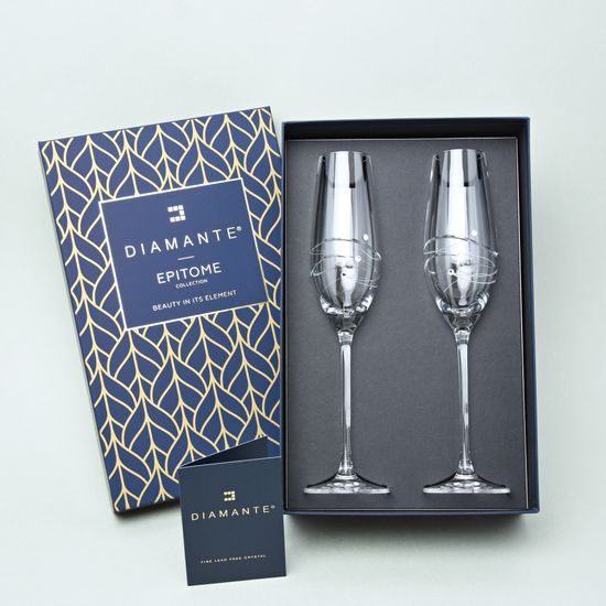 Spiral - Set of 2 champagne glasses 210 ml, Swarovski Crystal, DIAMANTE