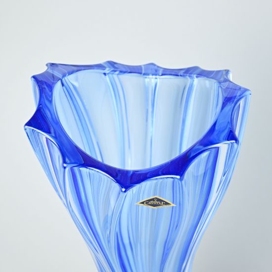 Crystal Vase on Stand - Blue, 40 cm, Aurum Crystal
