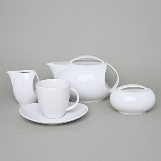 Tea set for 6 persons, Thun 1794 Carlsbad porcelain, Loos white