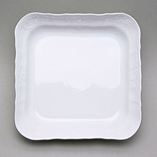 Bowl square 25 cm, Thun 1794 Carlsbad porcelain, BERNADOTTE frost, Platinum line