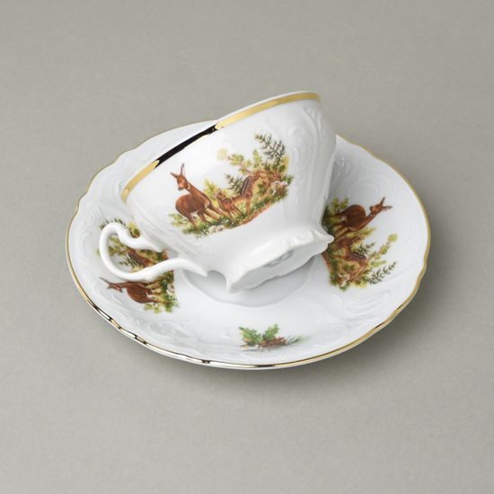 Šálek a podšálek čajový 205 ml / 16 cm, Thun 1794, karlovarský porcelán, BERNADOTTE myslivecká