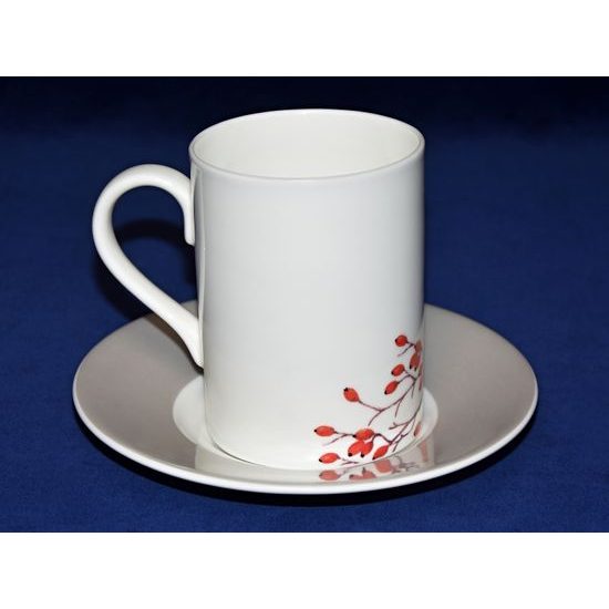 Červenka: Hrnek 320 ml a podšálek, anglický kostní porcelán Roy Kirkham