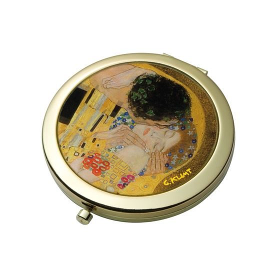 Zrcátko 7,5 cm, kov, Polibek, G. Klimt, Goebel