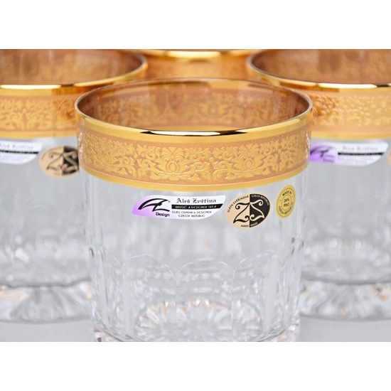 Křišťálové sklenice na whisky Romantic, 6 ks 300 ml, Zlato, Aleš Zvěřina - AZ Design