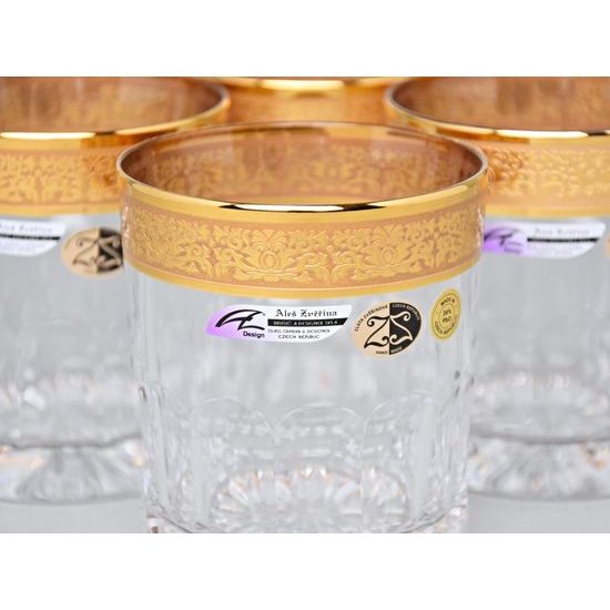 Crystal Glasses Whiskey Set Romantic, 6 pcs. 300 ml, Gold, Ales Zverina - AZ Design