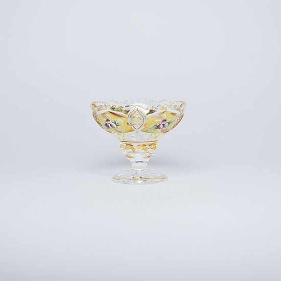 Cut Crystal Bowl on stand, 72 mm, Gold + Enamel, Jahami Bohemia