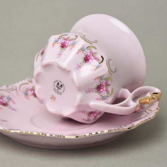 Cup 120 ml and saucer coffee 14 cm, Lenka 563, Rose China Chodov