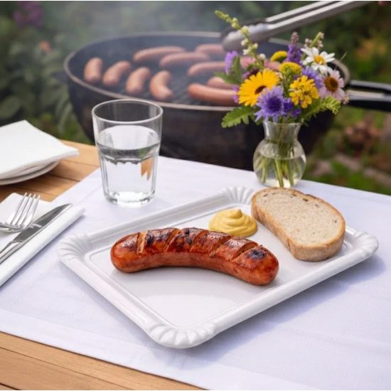 "Papírový" tácek obdélníkový, Bílý porcelán, Český porcelán a.s.