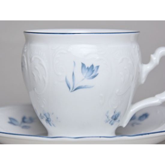 Coffee cup and saucer 220 ml / 16 cm, Thun 1794 Carlsbad porcelain, BERNADOTTE blue flower