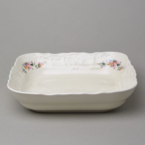 Mísa 4-hranná 25 cm J, Thun 1794, karlovarský porcelán, BERNADOTTE ivory + kytičky